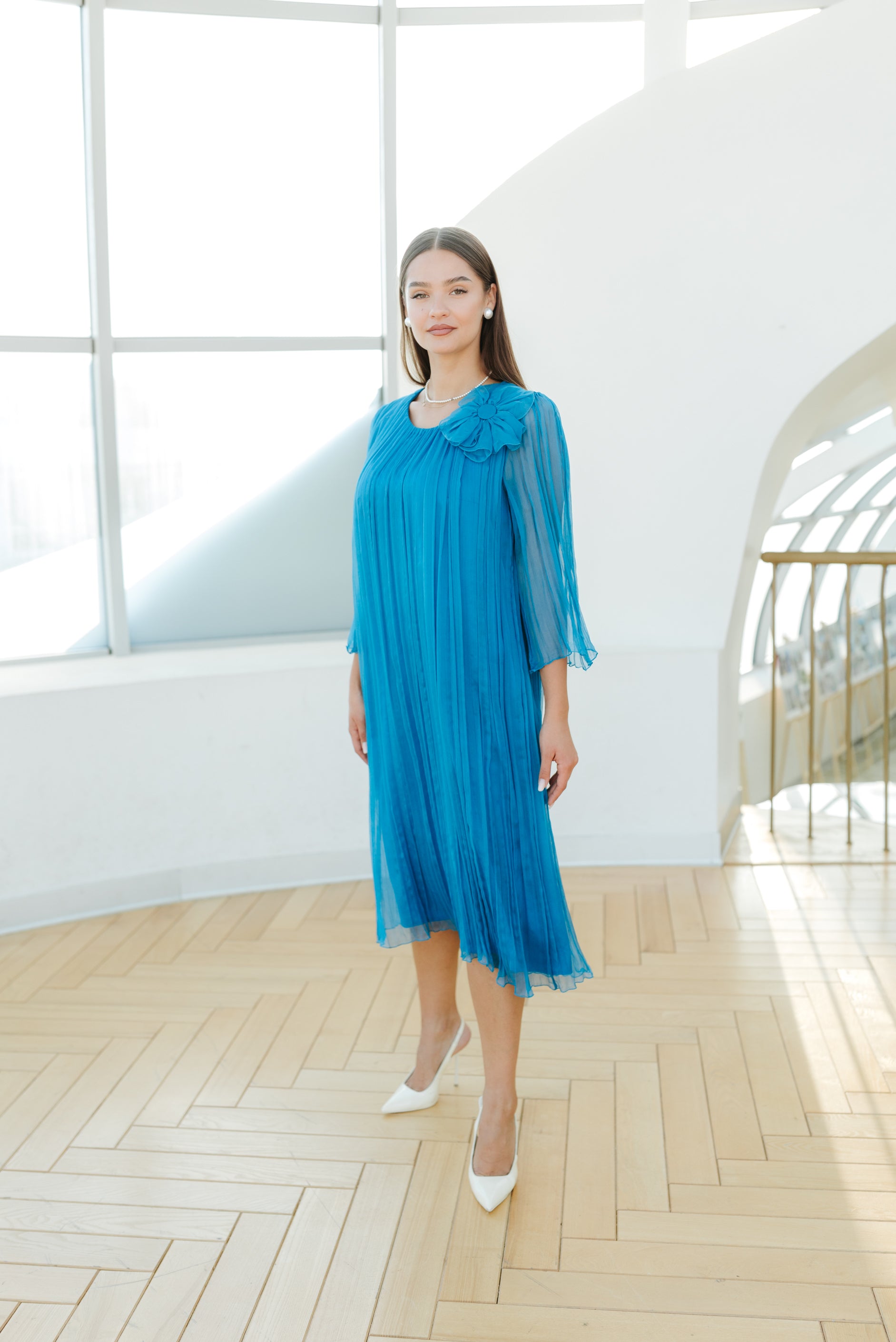 Rochie lejera din matase, turcoaz