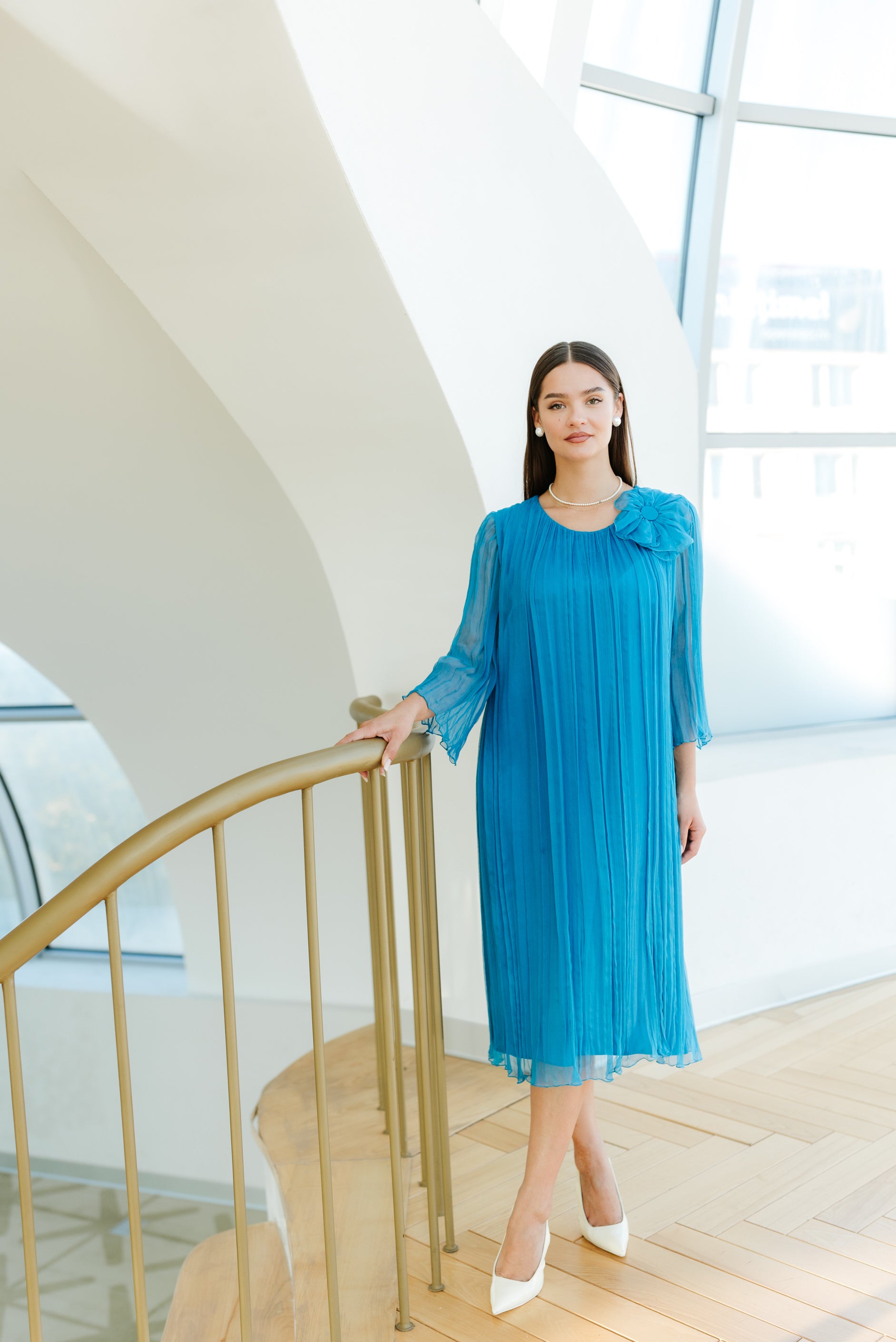 Rochie lejera din matase, turcoaz