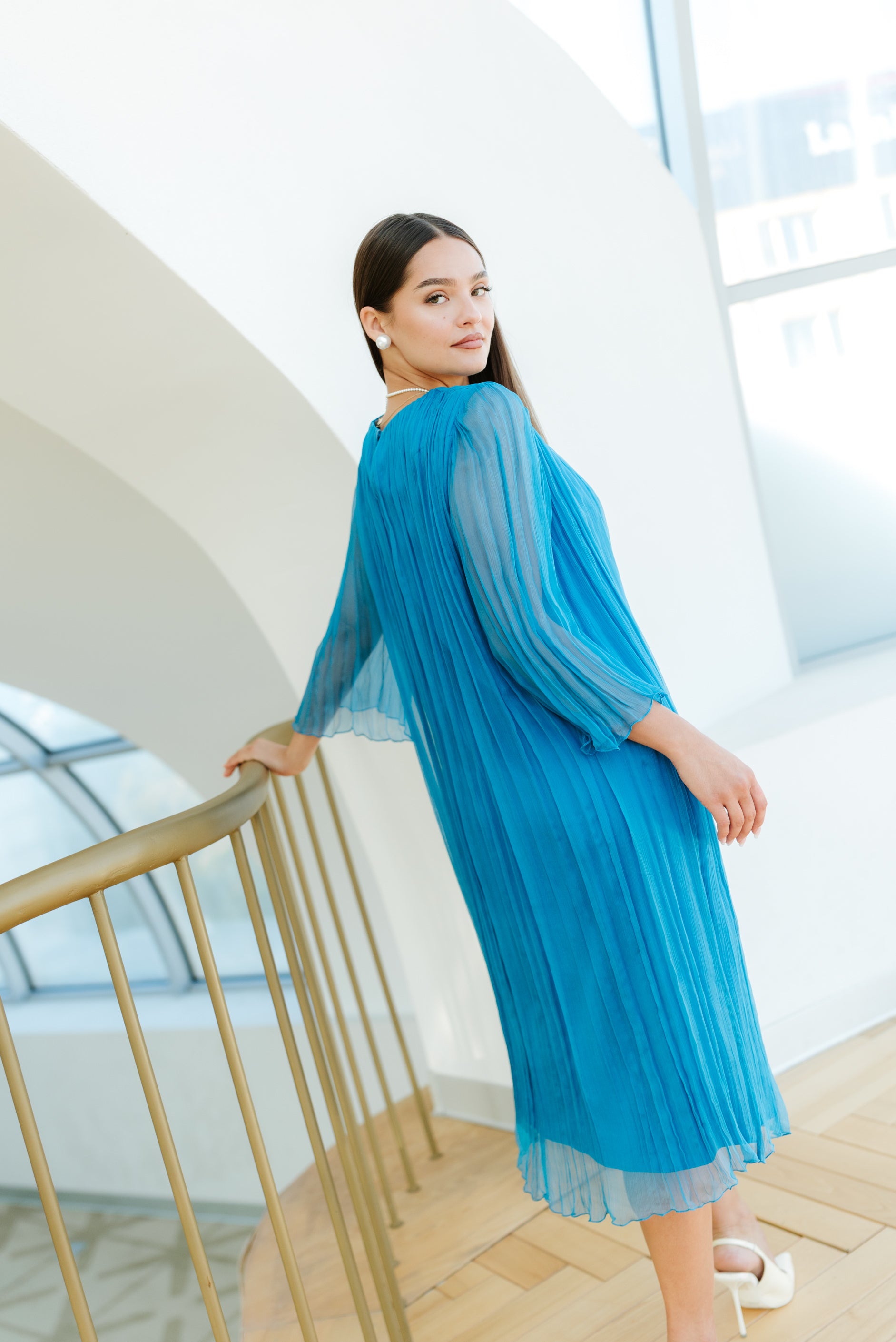 Rochie lejera din matase, turcoaz