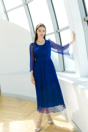 Rochie din matase midi, albastra