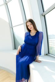 Rochie din matase midi, albastra