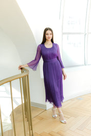 Rochie din matase midi, mov