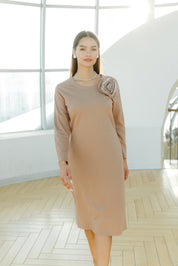 Rochie jersay, crem