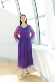Rochie din matase midi, mov