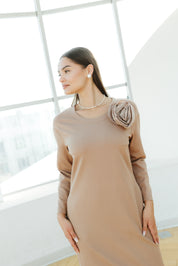 Rochie jersay, crem