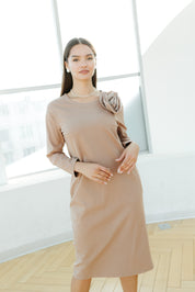 Rochie jersay, crem