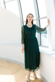 Rochie din matase midi, verde