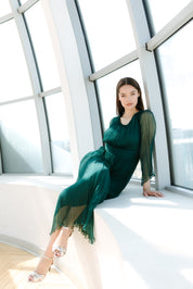 Rochie din matase midi, verde