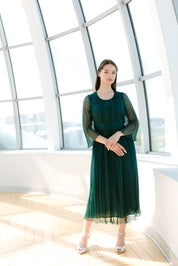 Rochie din matase midi, verde