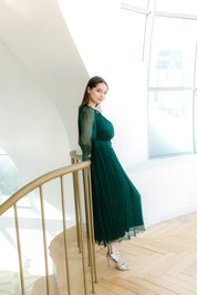 Rochie din matase midi, verde