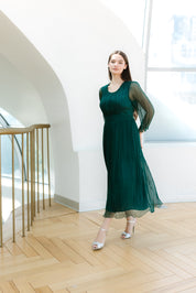 Rochie din matase midi, verde