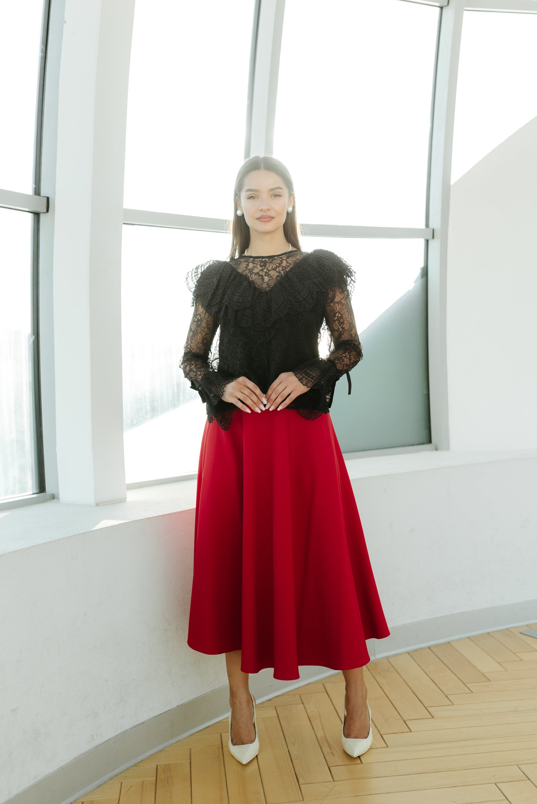 Fusta midi, rosie