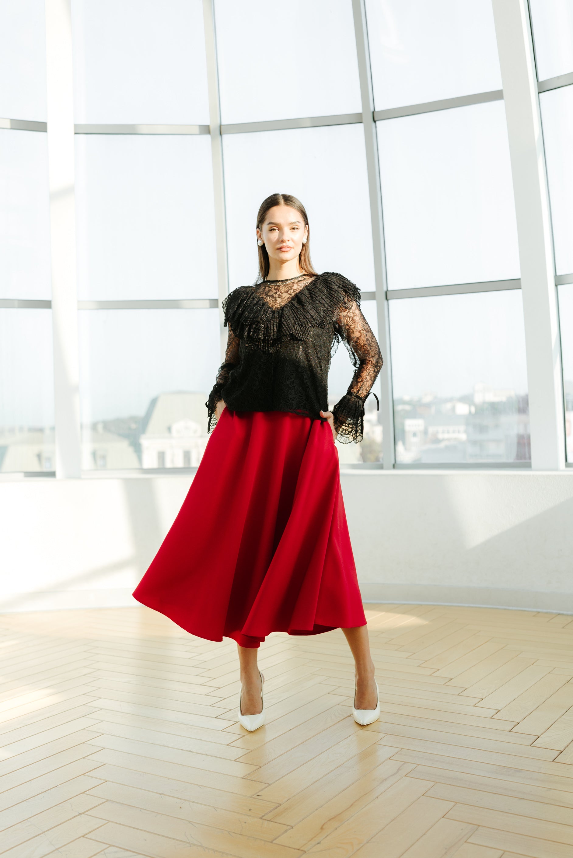 Fusta midi, rosie