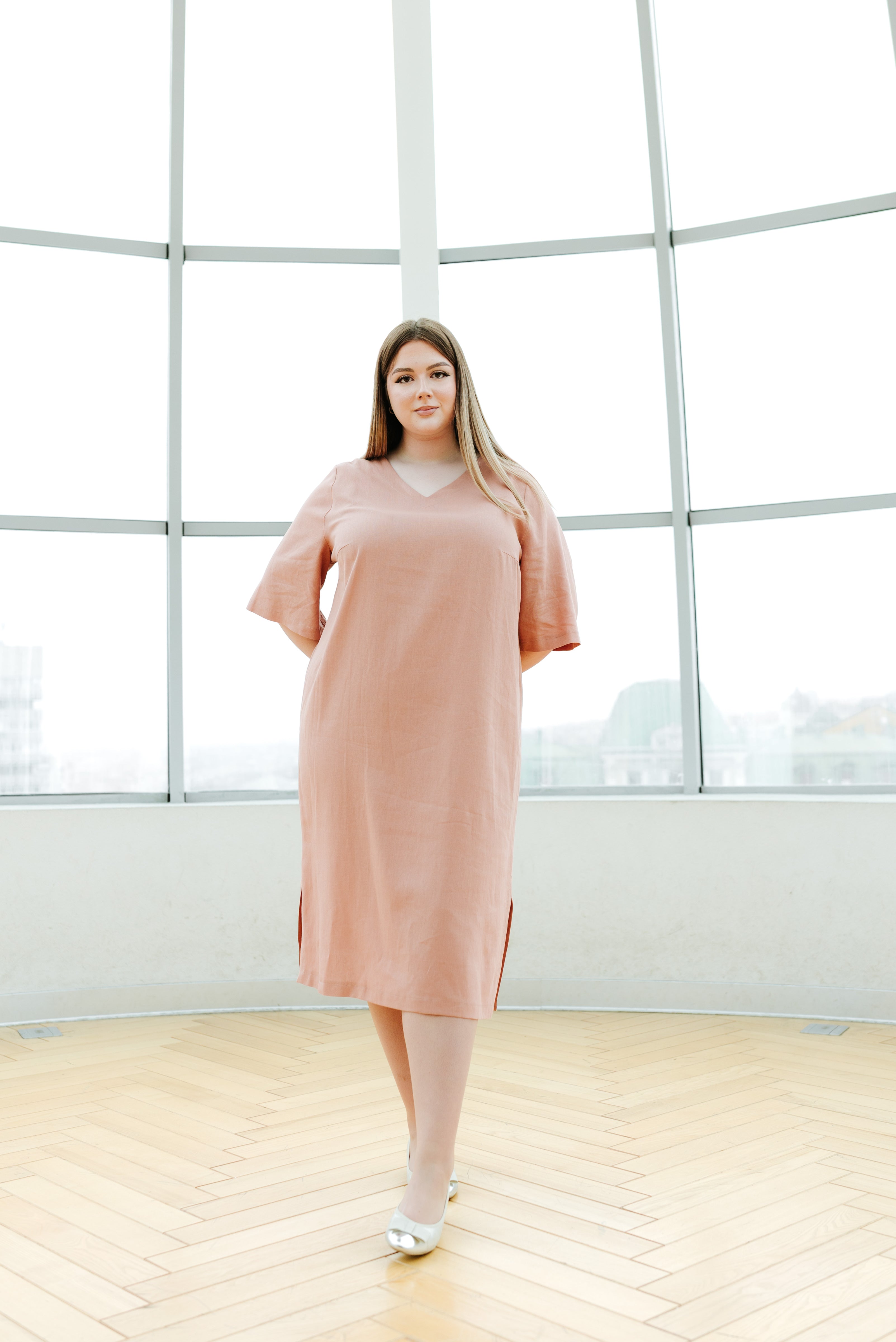 Rochie din in bej