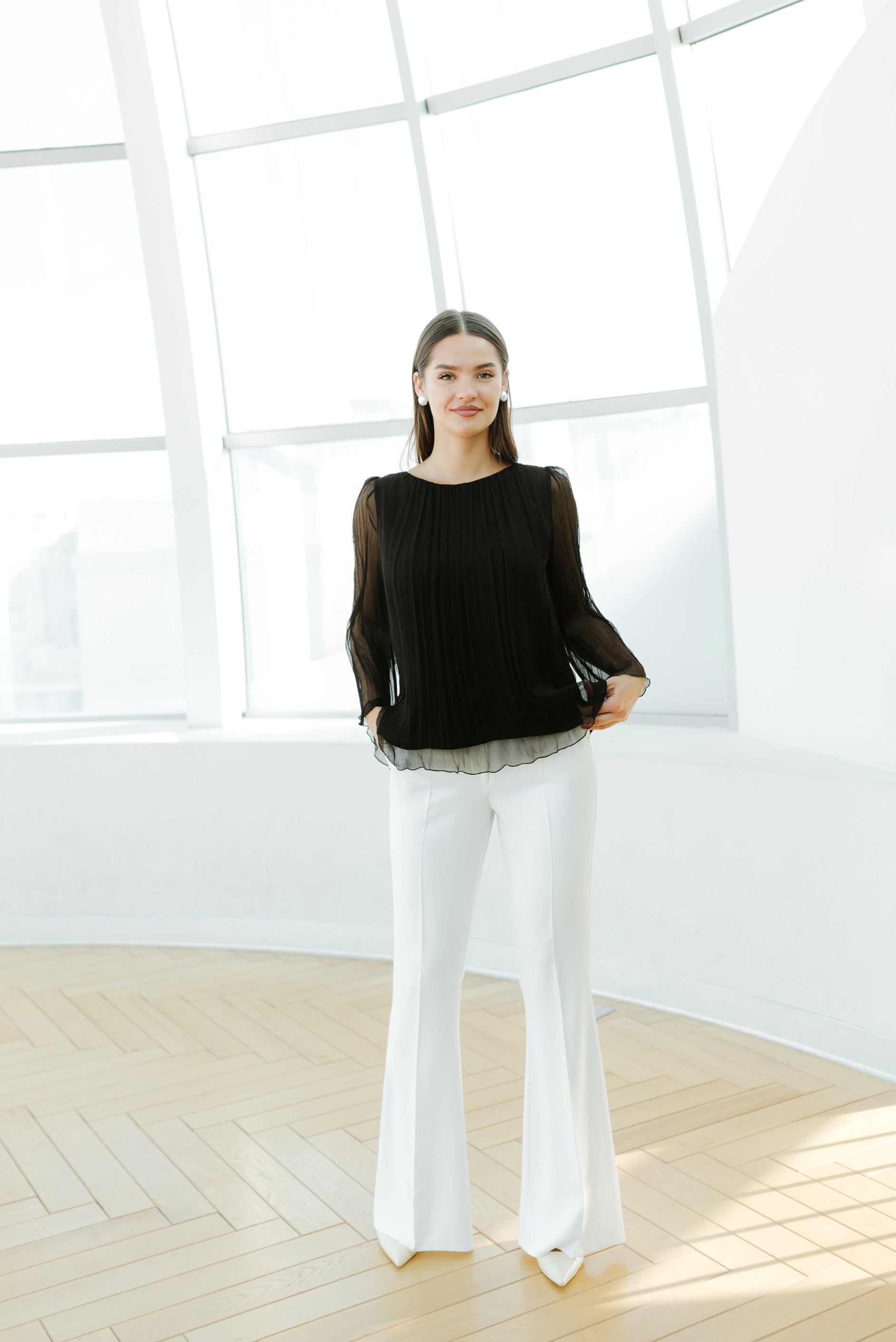 Bluza din matase, neagra