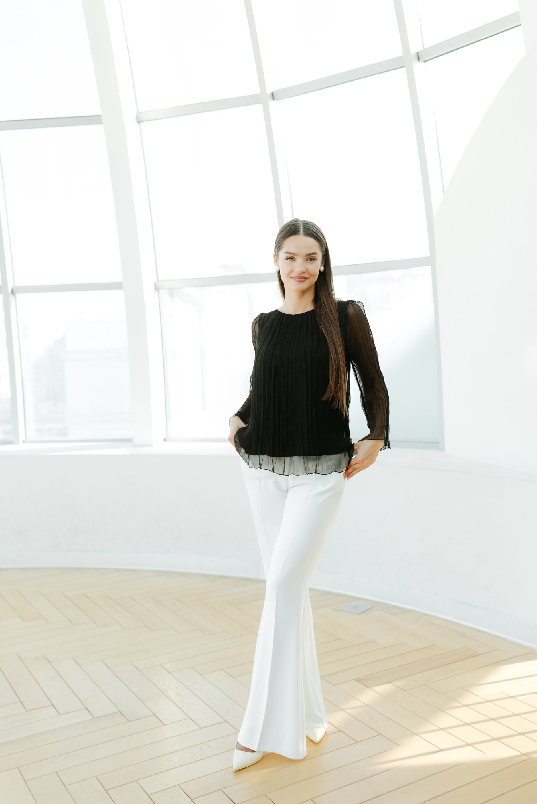 Bluza din matase, neagra