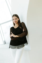 Bluza din matase, neagra