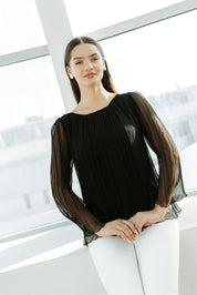 Bluza din matase, neagra