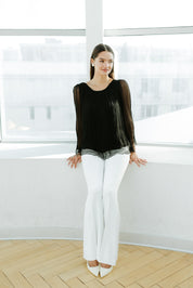 Bluza din matase, neagra