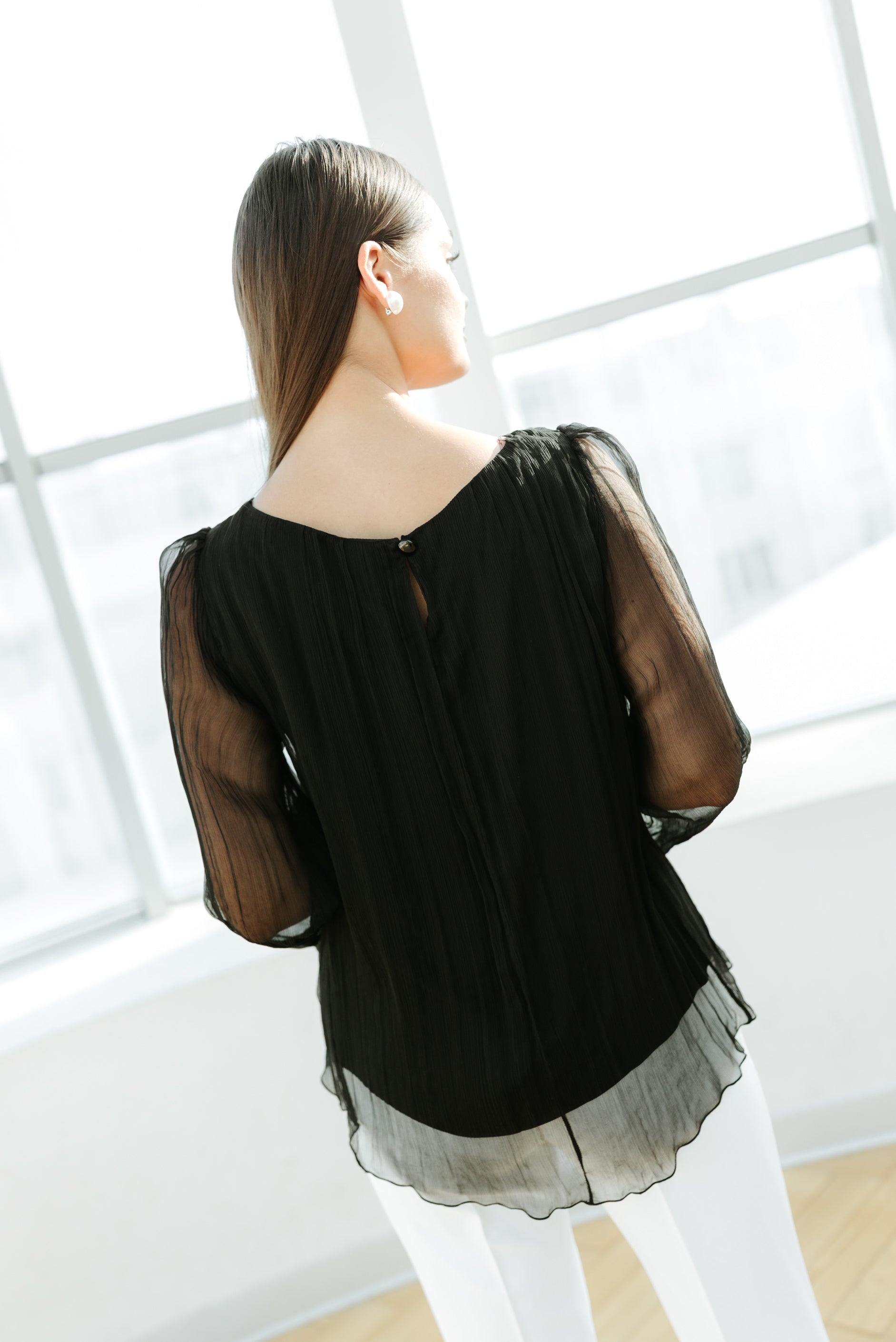 Bluza din matase, neagra