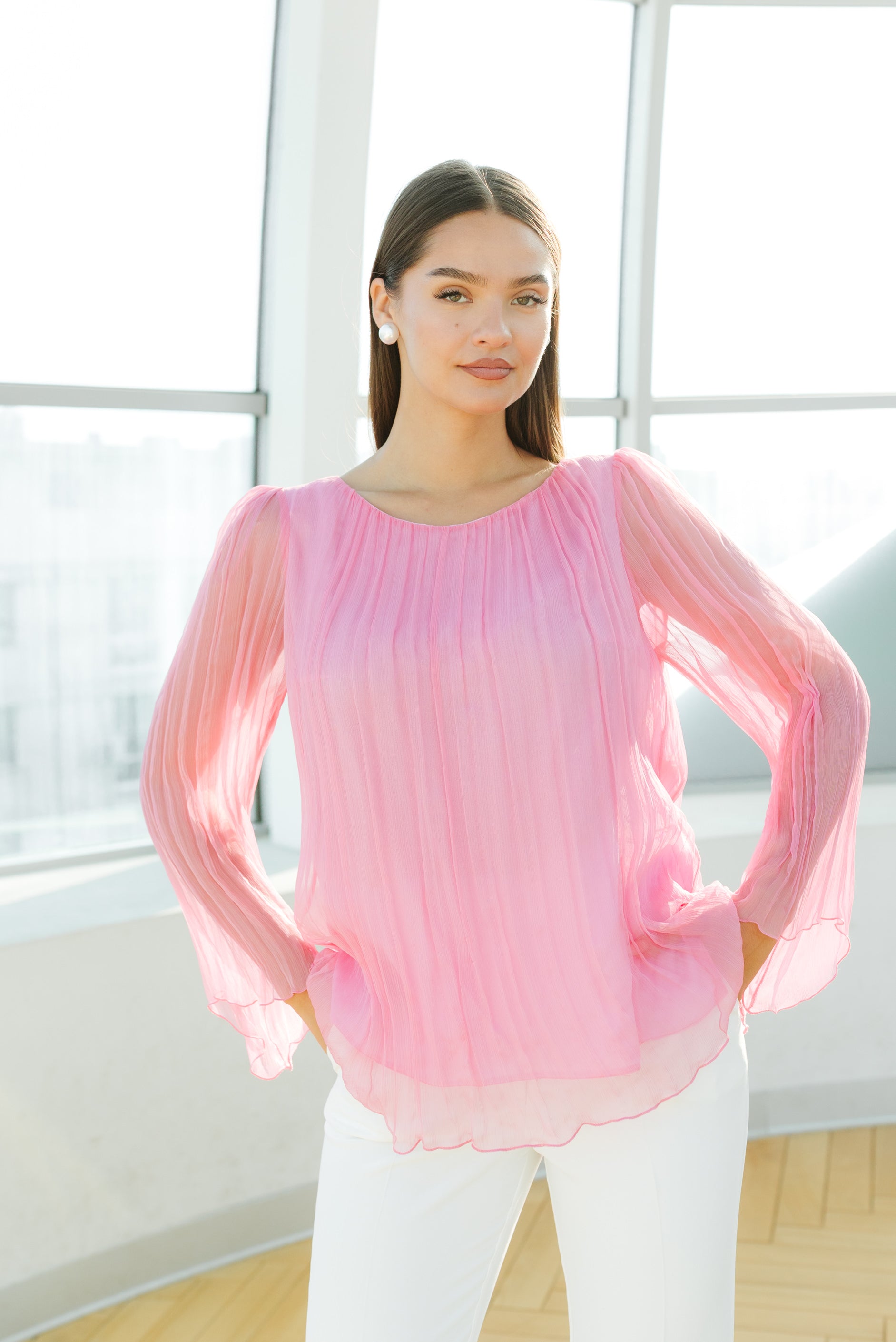 Bluza din matase, roz