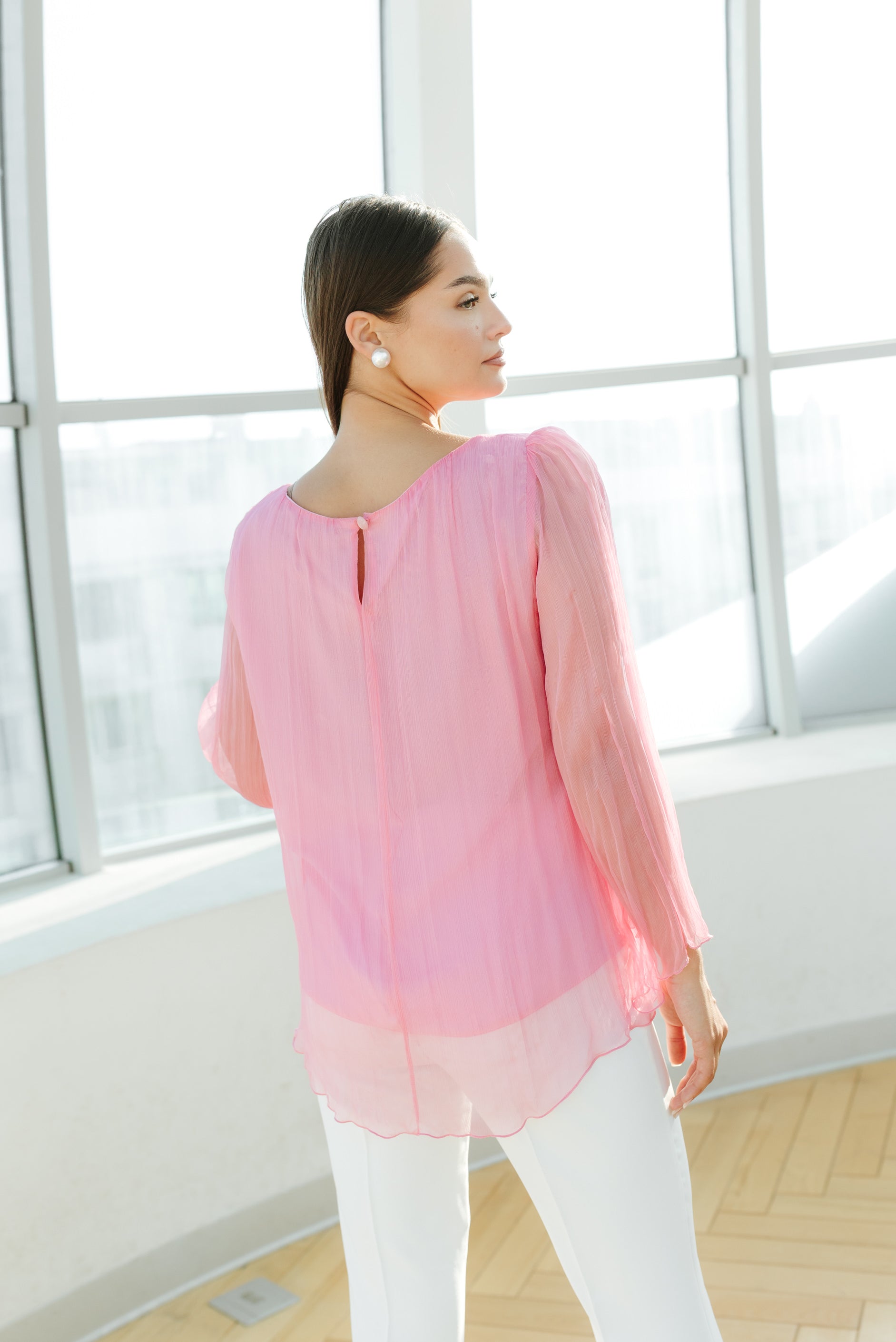 Bluza din matase, roz