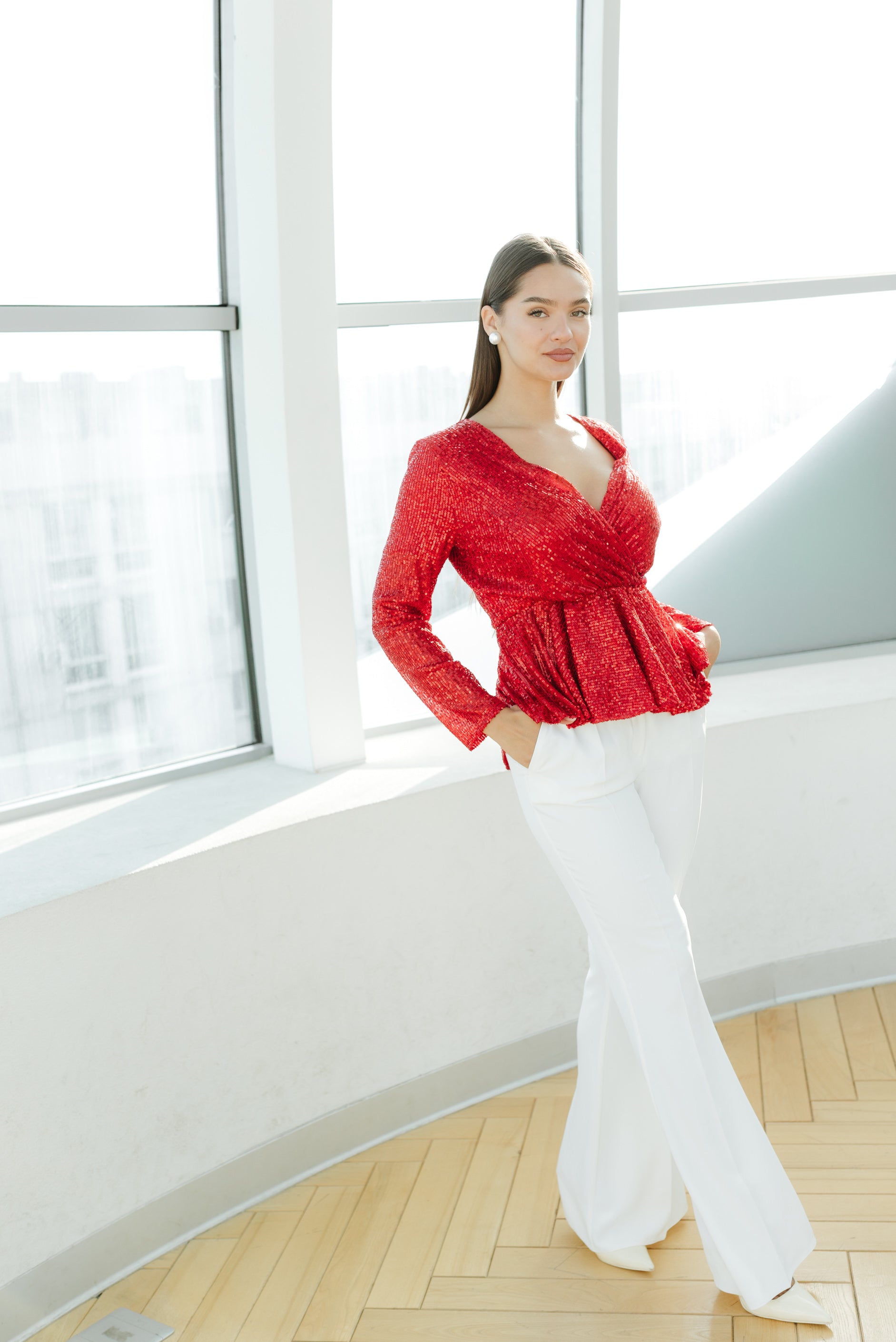 Bluza rosie clos paiete