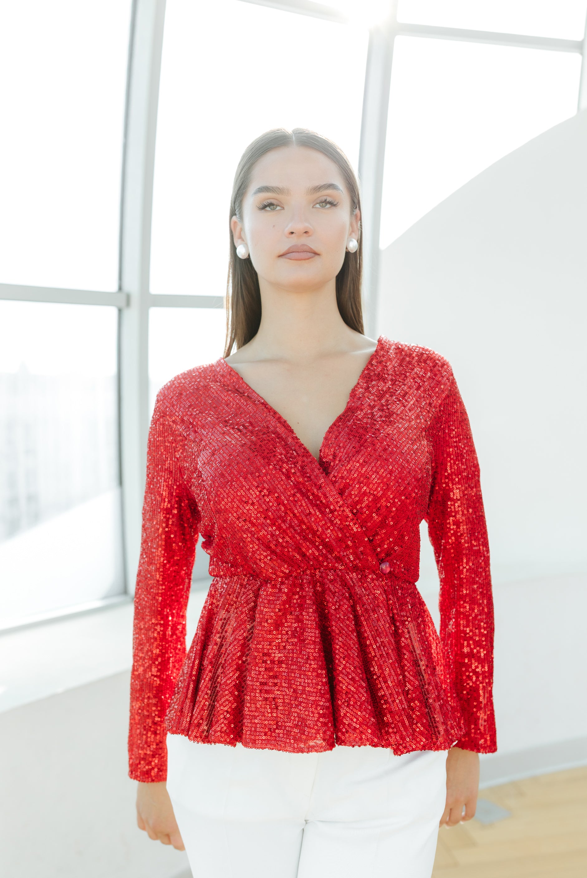 Bluza rosie clos paiete