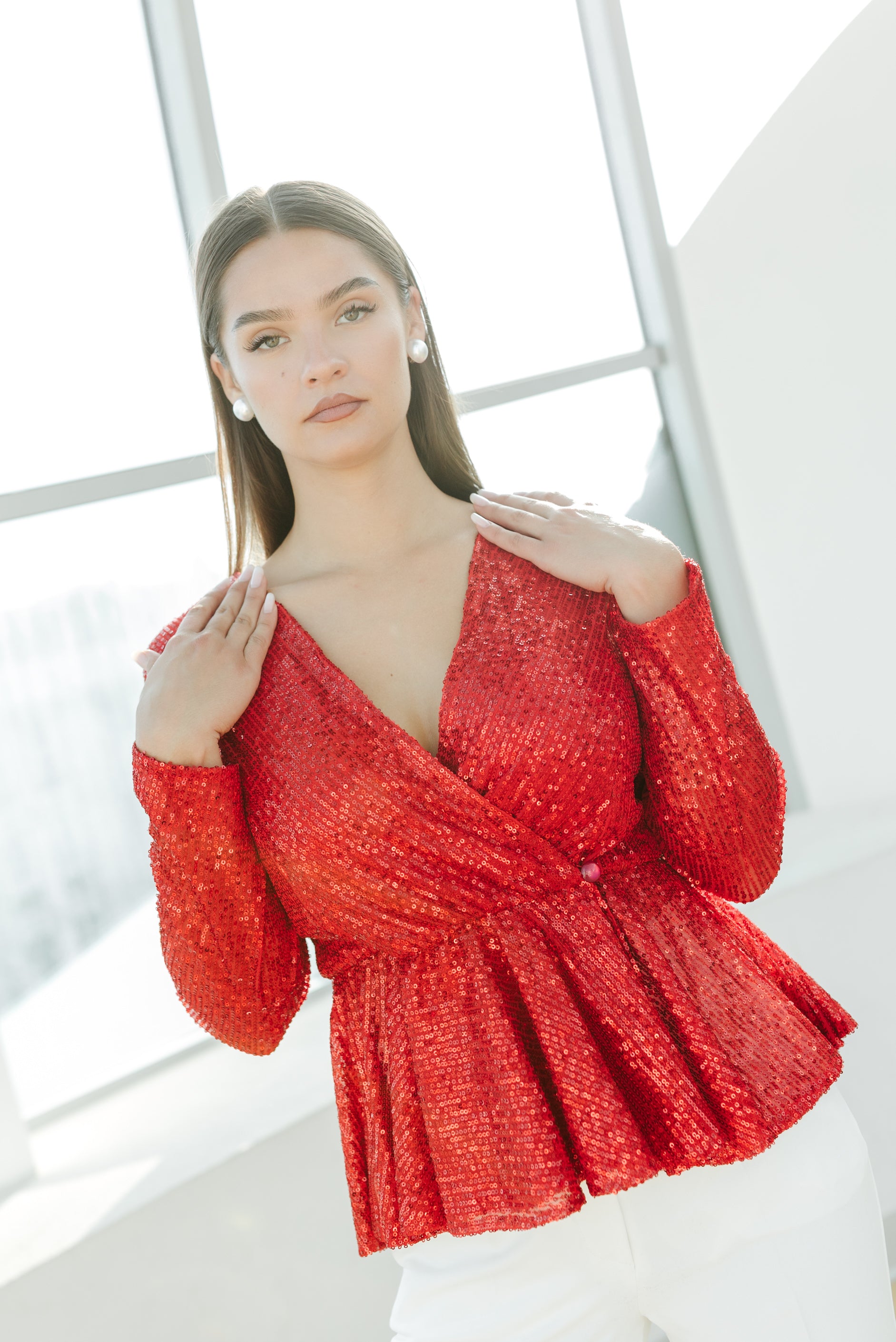 Bluza rosie clos paiete