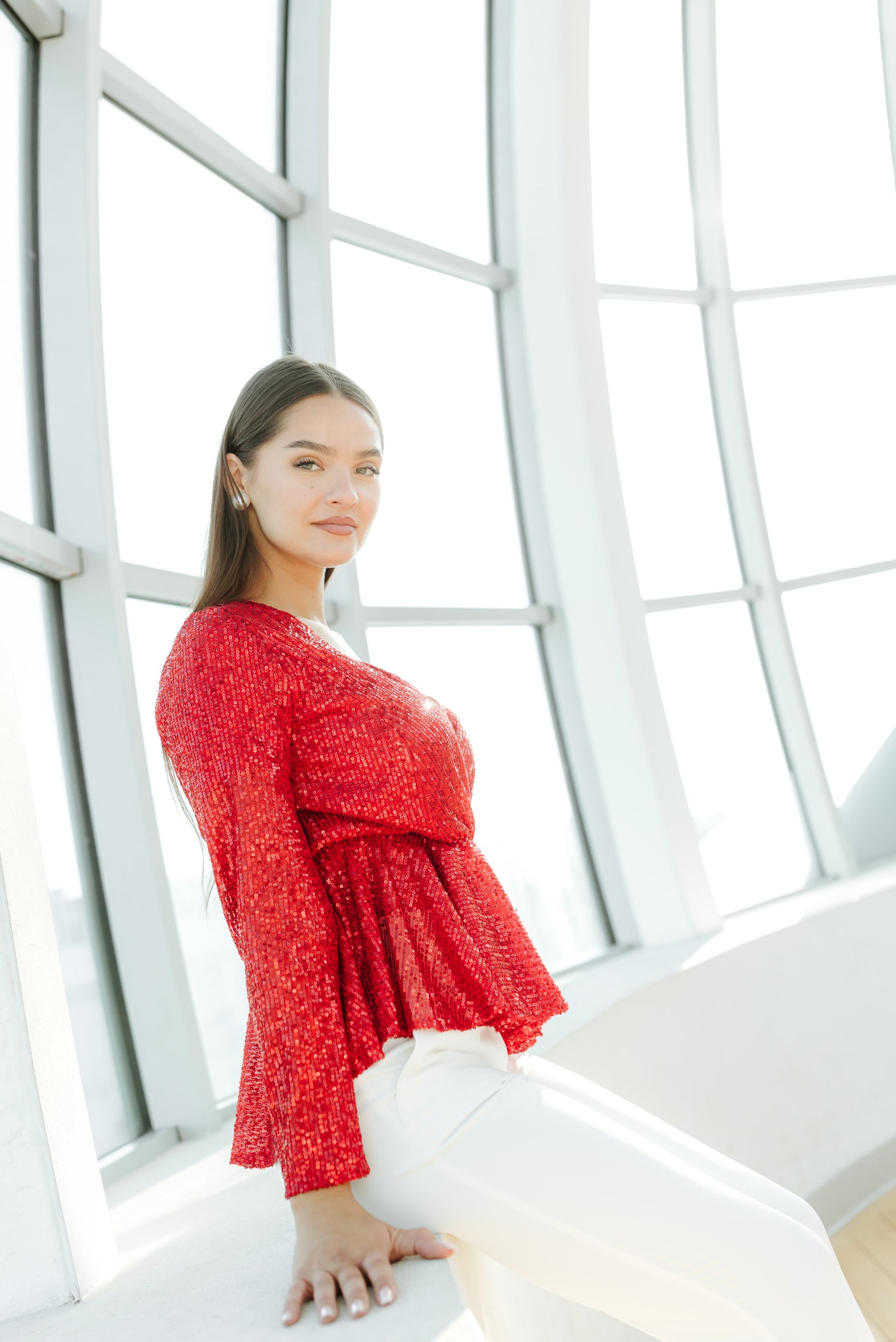Bluza rosie clos paiete