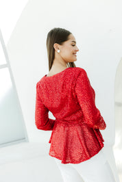 Bluza rosie clos paiete