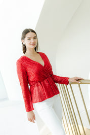 Bluza rosie clos paiete