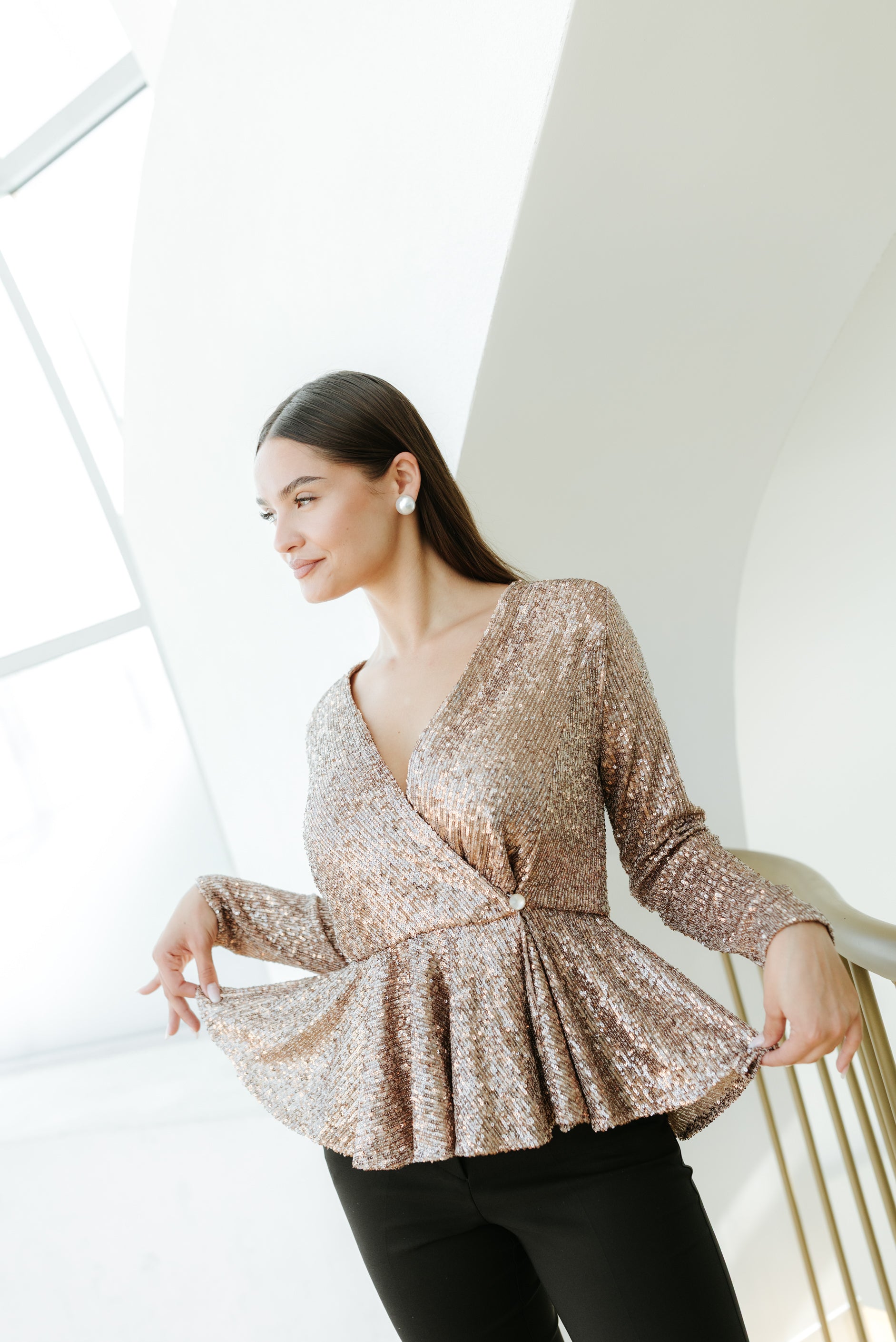 Bluza crem clos paiete