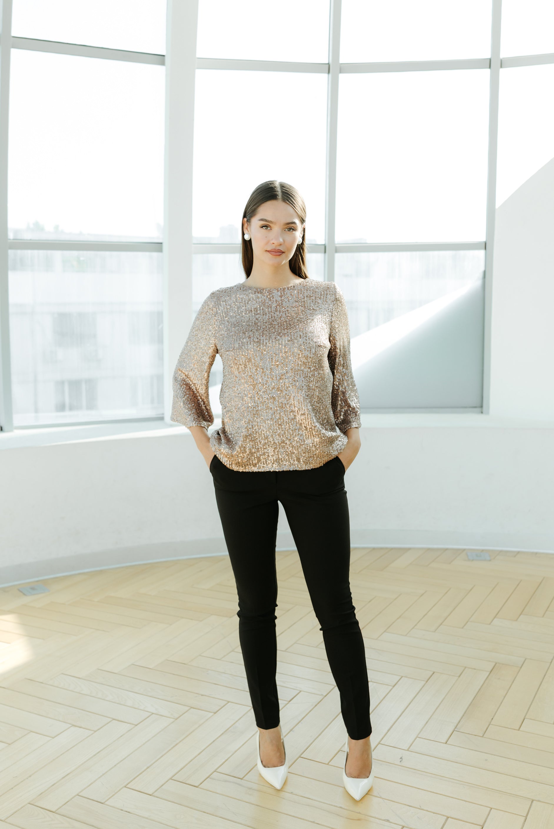 Bluza paiete crem
