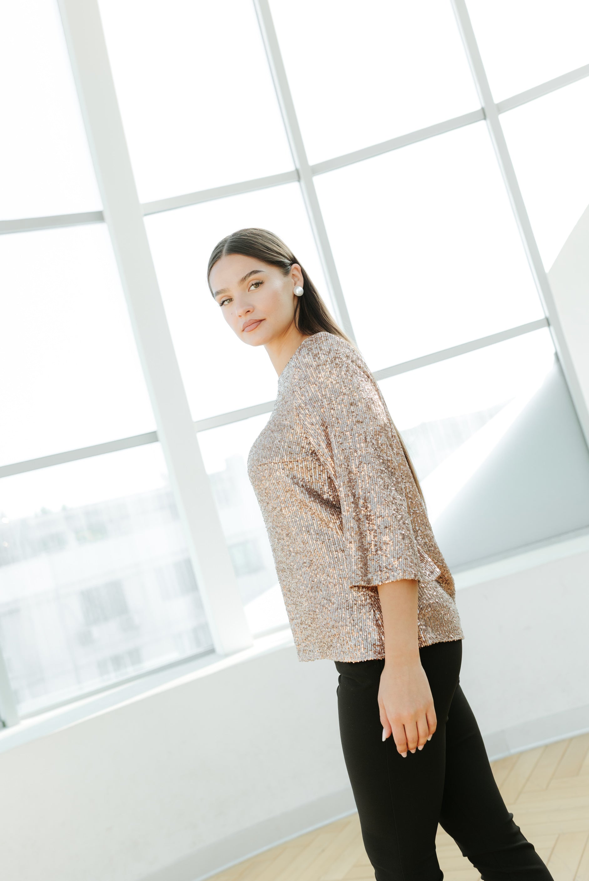 Bluza paiete crem