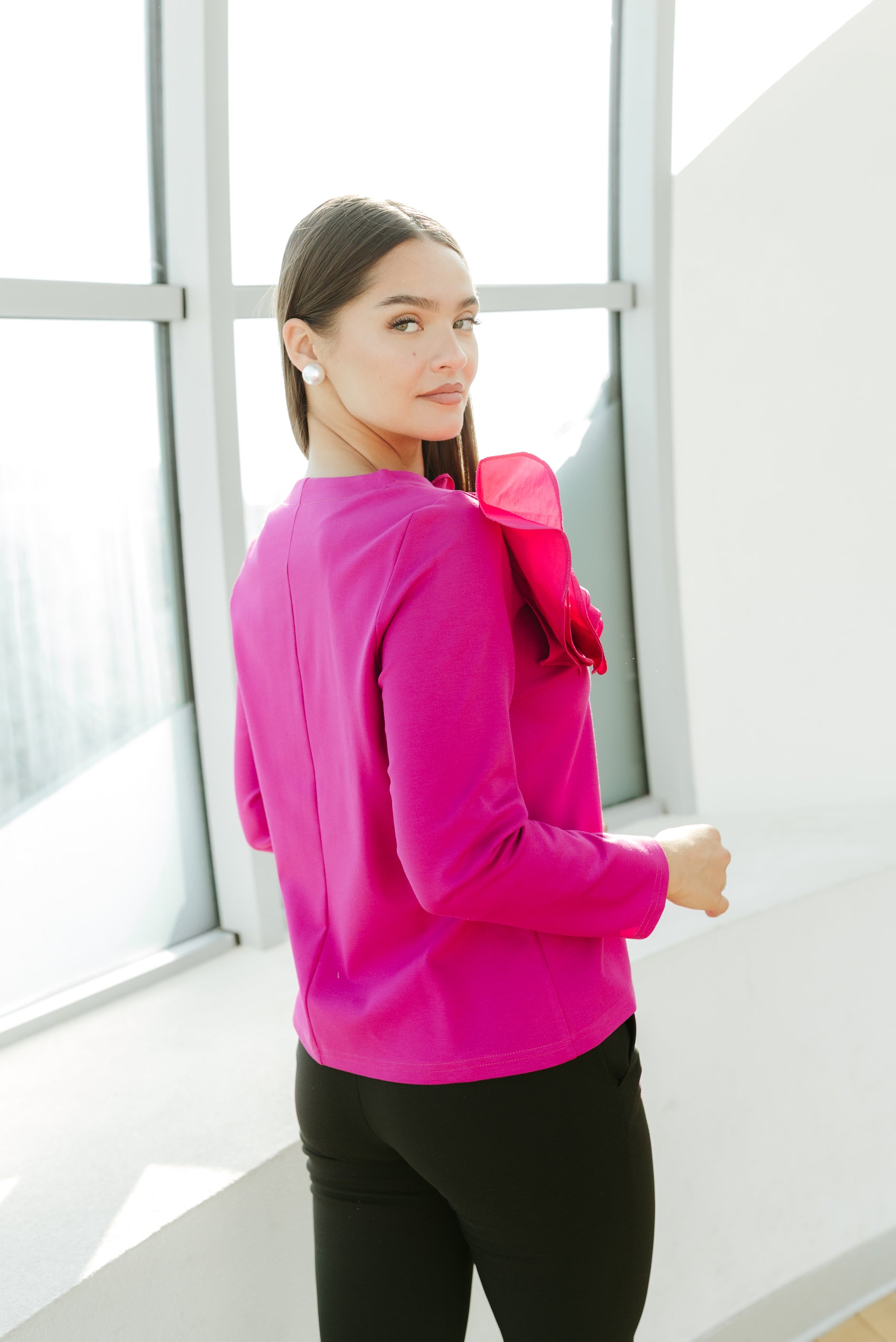 Bluza din jersay, fuxia