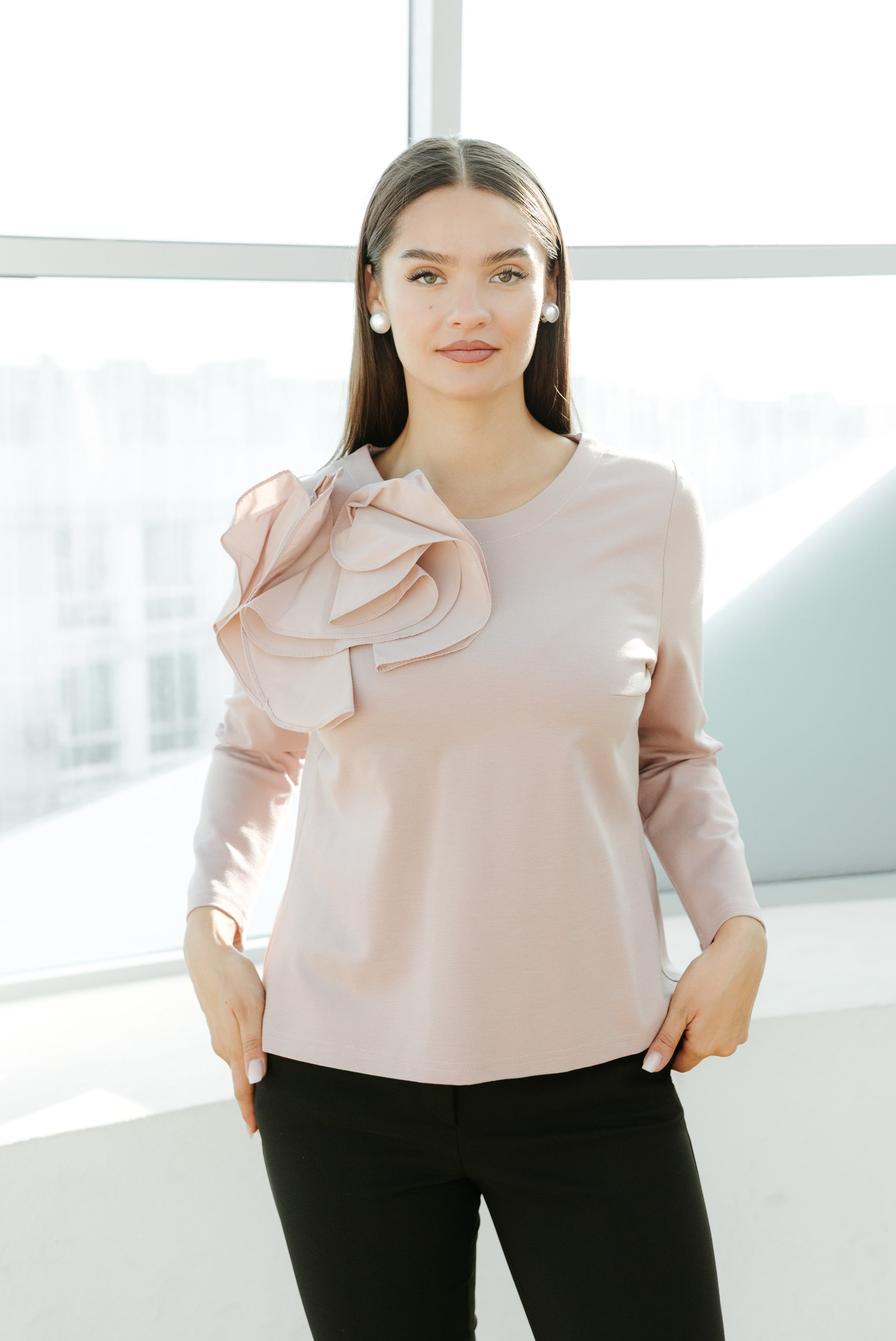 Bluza din jersay, roz pudra