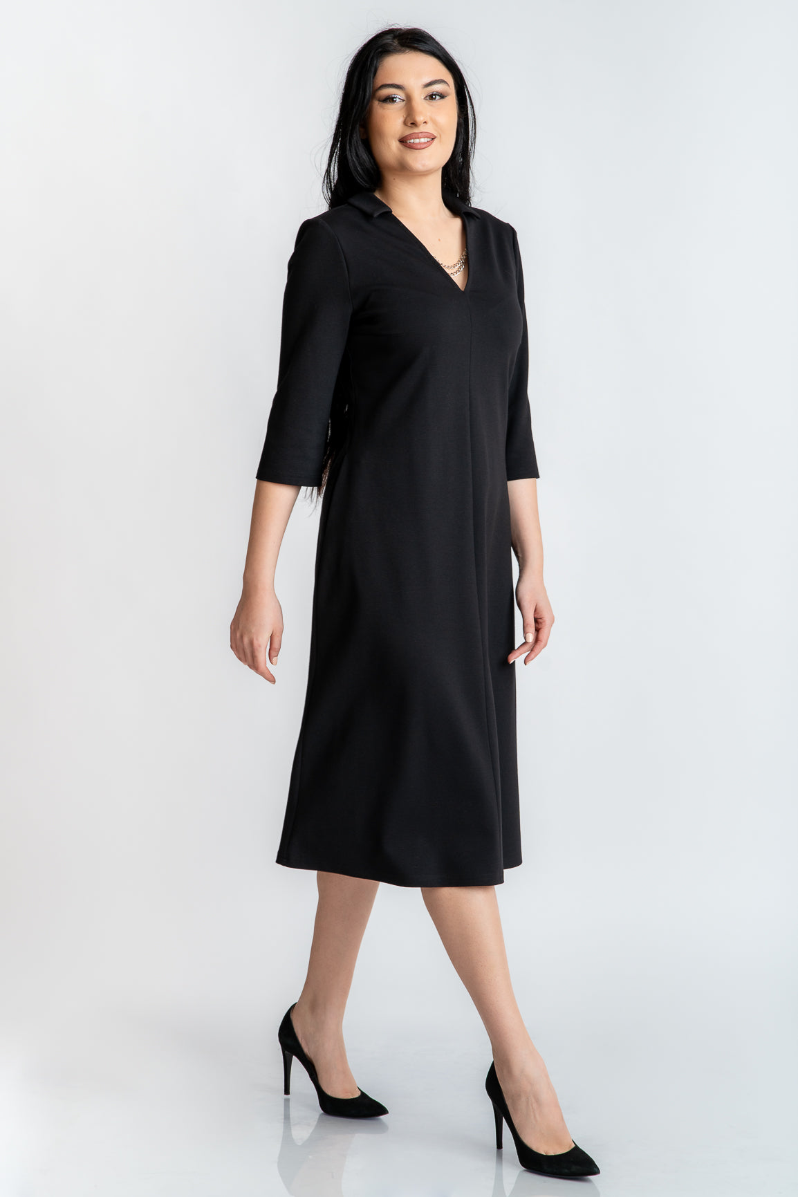 Rochie in A cu lant, neagra