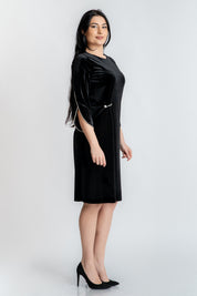 Rochie din catifea cu accesoriu