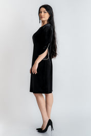 Rochie din catifea cu accesoriu