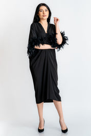 Rochie cu pene, neagra
