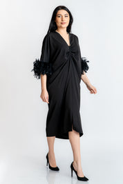 Rochie cu pene, neagra