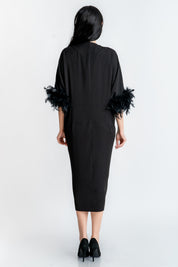 Rochie cu pene, neagra