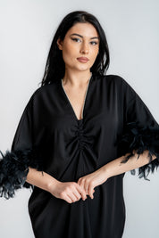 Rochie cu pene, neagra