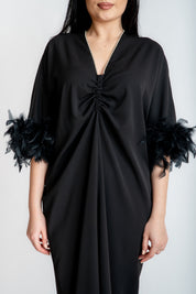 Rochie cu pene, neagra