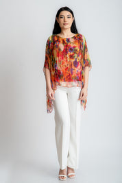 Bluza din matase imprimata, rosie