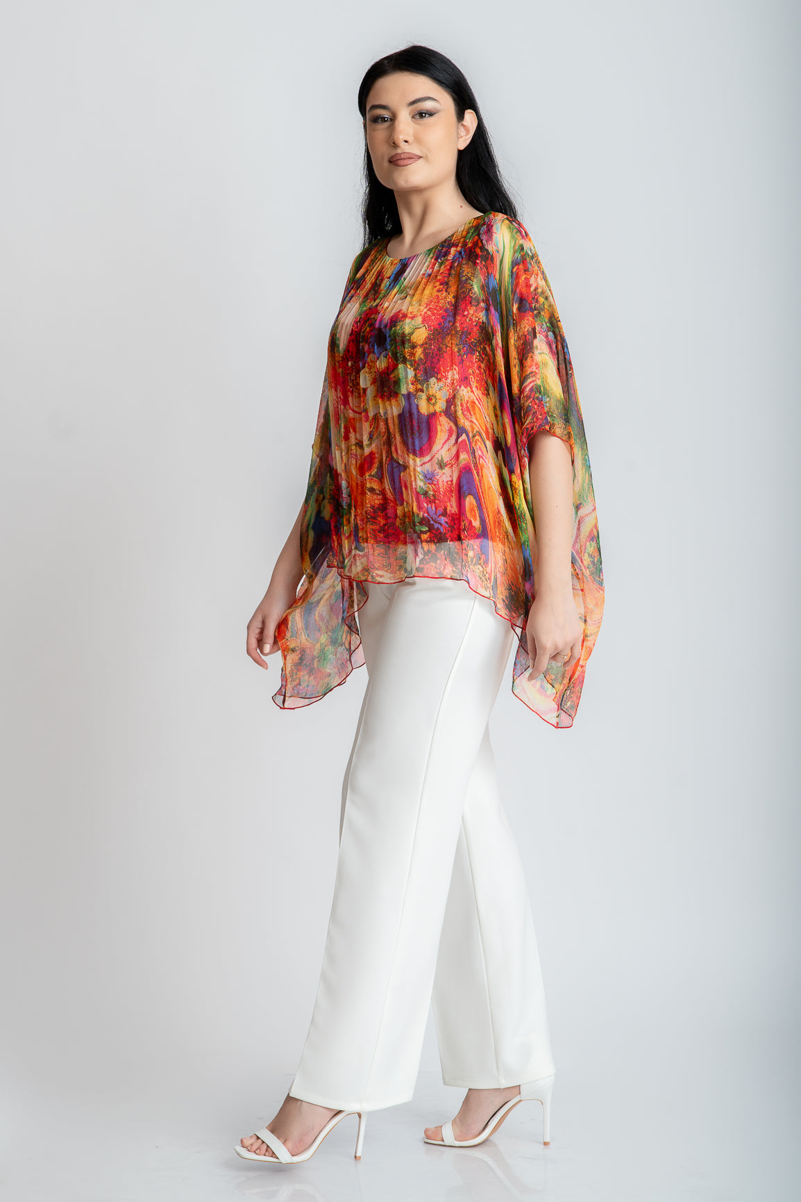 Bluza din matase imprimata, rosie