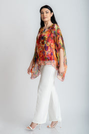 Bluza din matase imprimata, rosie