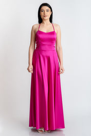 Rochie lunga cu spatele gol, fuxia