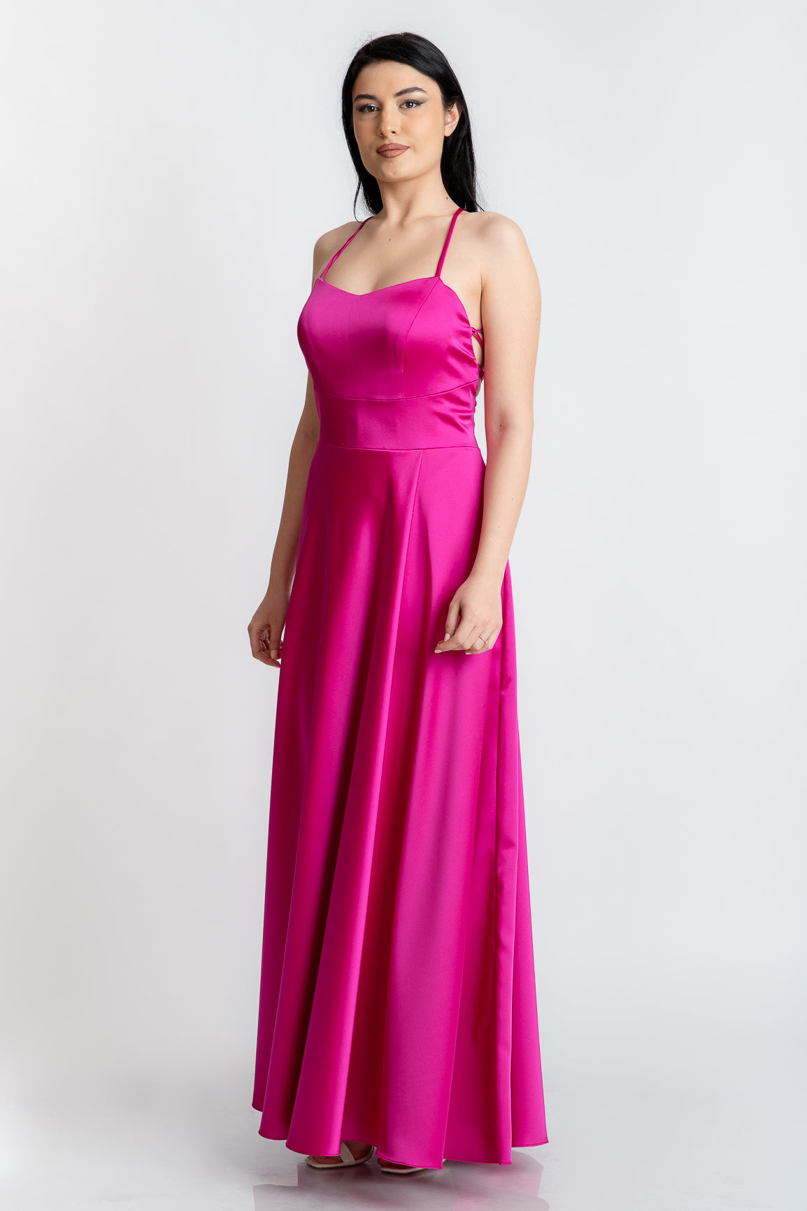 Rochie lunga cu spatele gol, fuxia